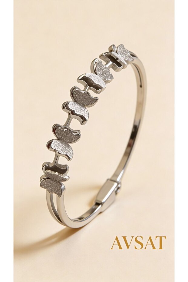 Non-tarnishing Steel Silver Color Butterfly Chain Cuff Bracelet