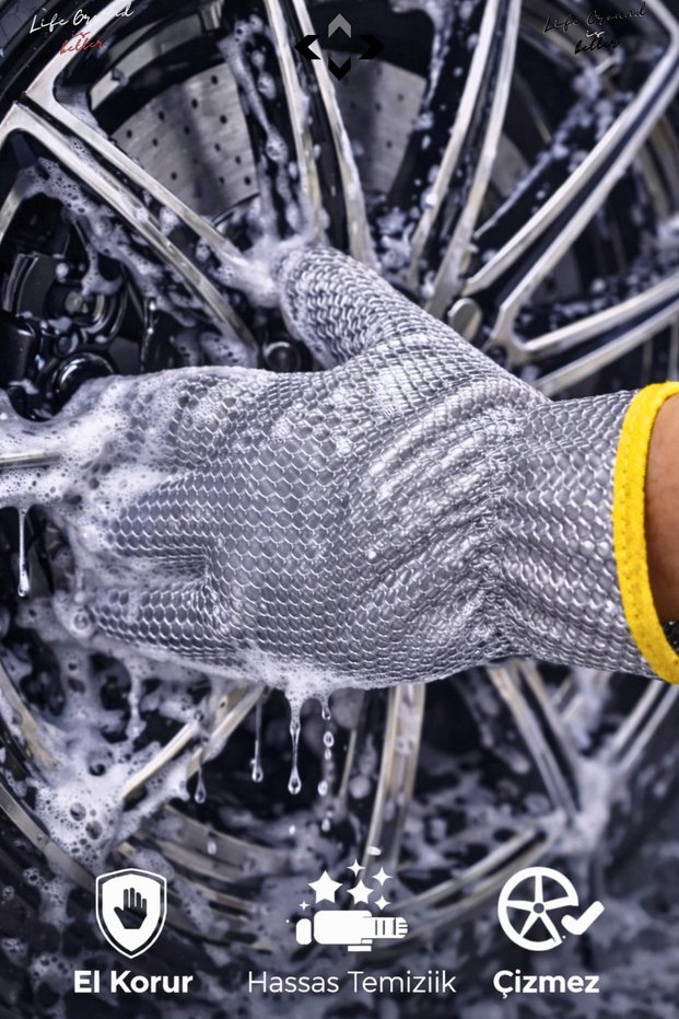 1 Pair Metallic Wheel Polishing Cleaning Gloves Non-Scratch Car Washing Gloves Precision Auto Detail Cleaning