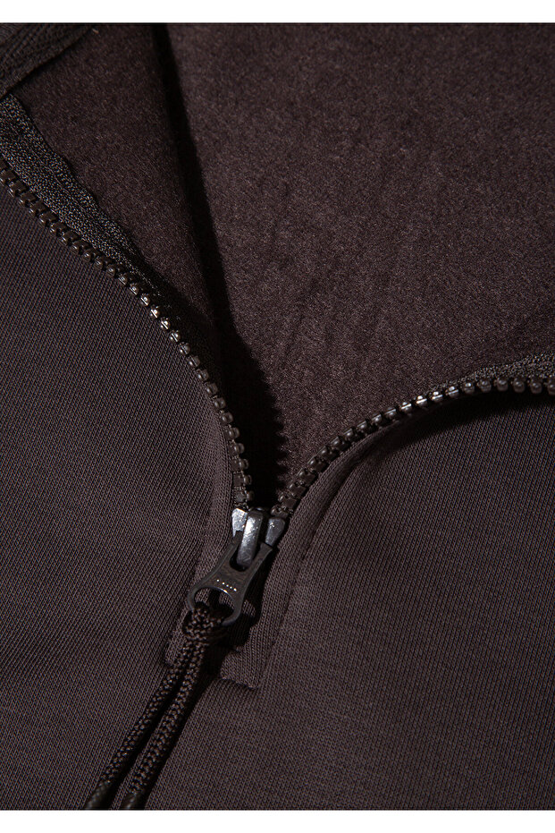 سويت شيرت أساسي بني بسحاب نصفي 0S10278-70219 - 6