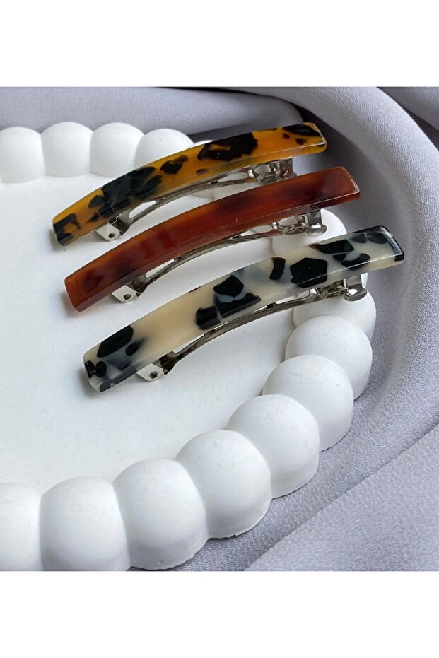 Leopard Patterned Acrylic Automatic Buckle Medium Size 7 cm 3-Piece - 1