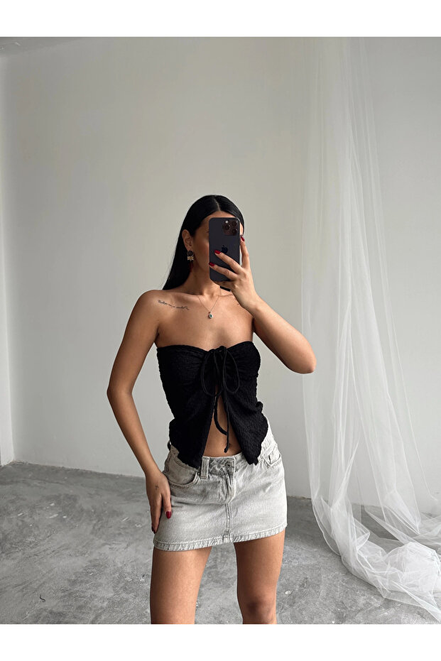Tie-Up Blouse - Black