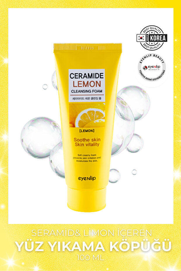 Lemon Extract Facial Cleansing Foam Containing Ceramide 100 ml