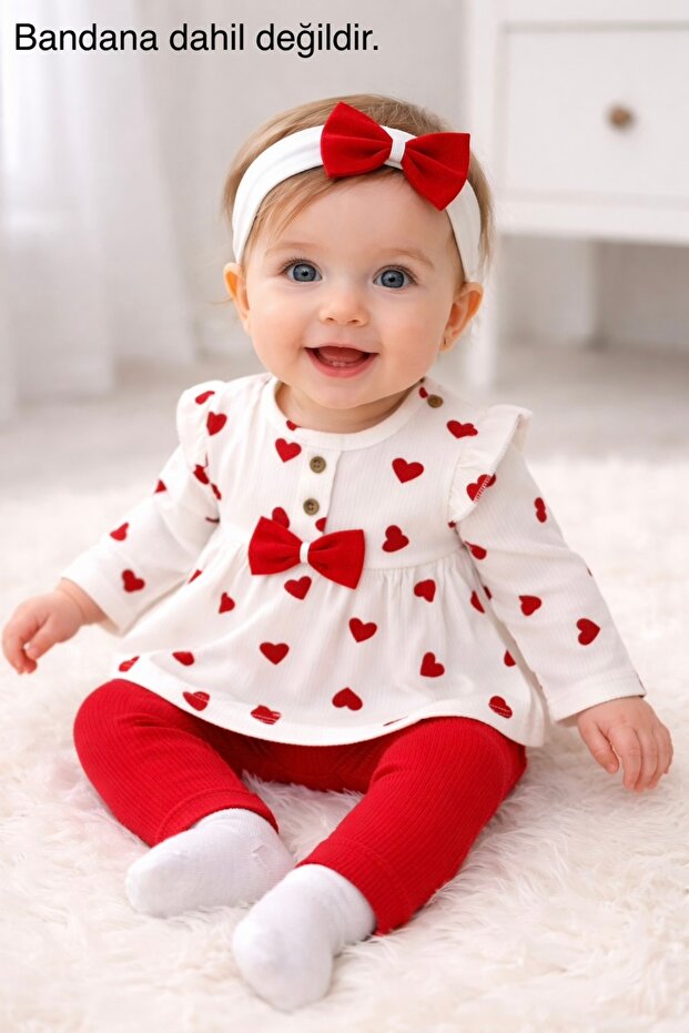 Hearted Baby Girl Set (Without Bandana)