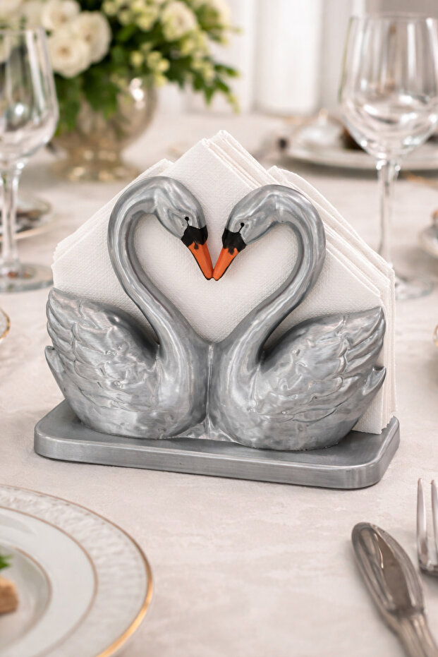 Napkin Holder, Decorative Stylish Kitchen Presentation Napkin, Swan Figured Napkin Stand, Table Top Design