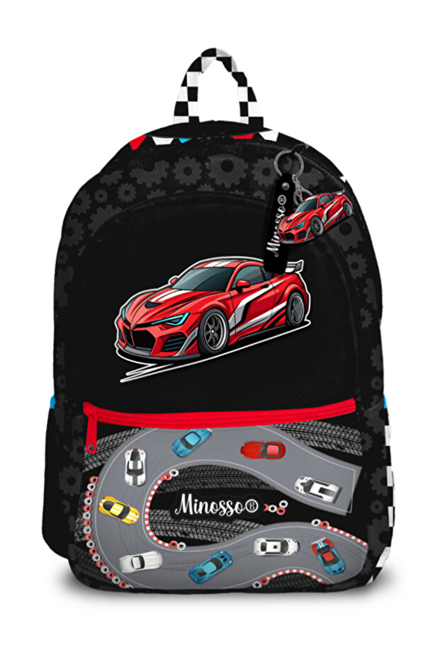 Car Patterned Primary School Backpack for Boys 1008 - 4