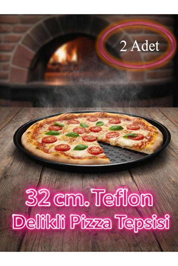 2 Pieces Teflon Perforated Pizza Tray Lahmacun Pita Tray 32cm