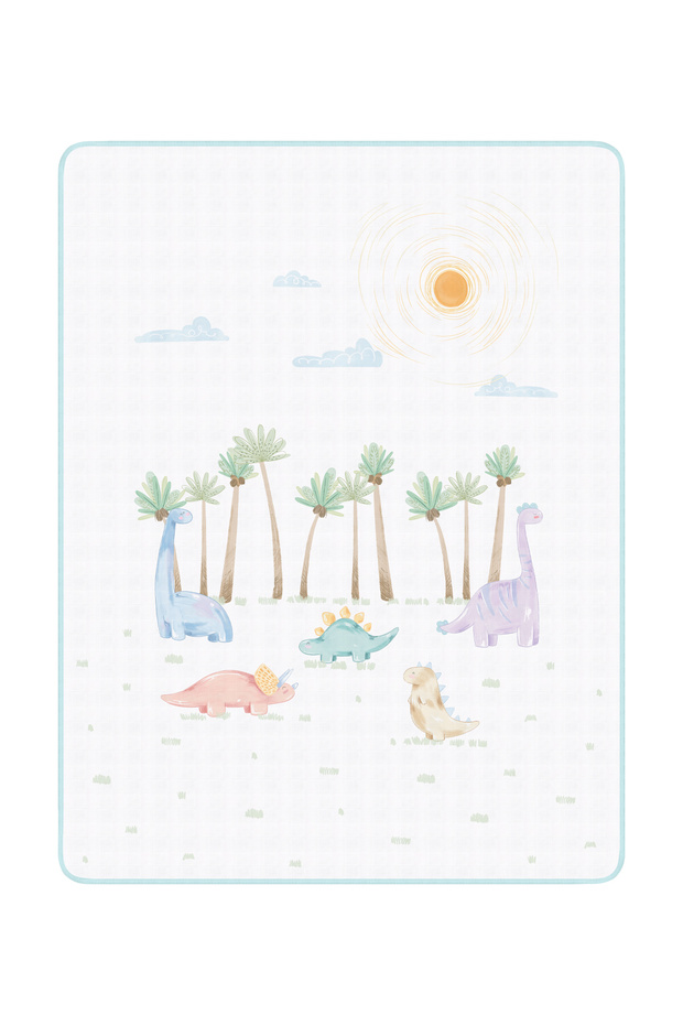 Dino 100% Organic Cotton Double-Sided Muslin Blanket 90 X 120 cm
