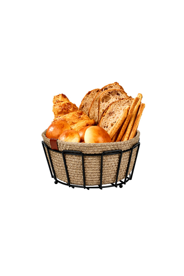 Black Oval Corner Bread Basket Bread Presentation Basket Macrame Multi-Purpose Stainless Metal