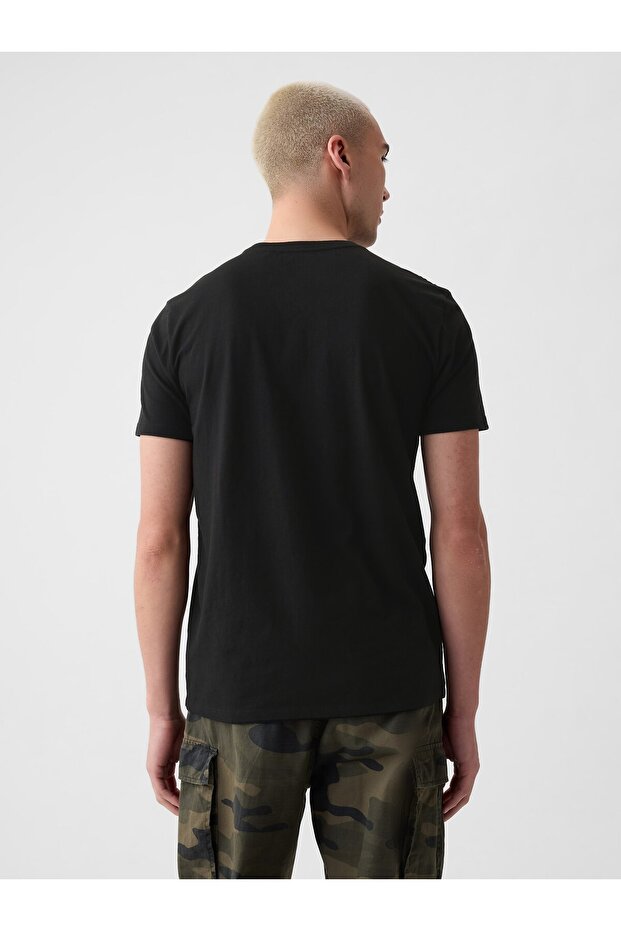 Erkek Siyah Bisiklet Yaka Basic T-Shirt - 7