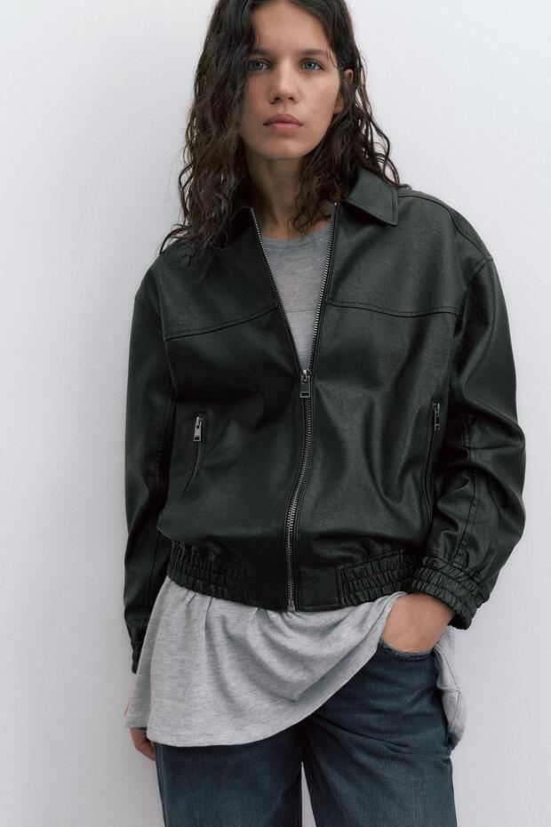 Beli lastikli suni deri ceket - 3