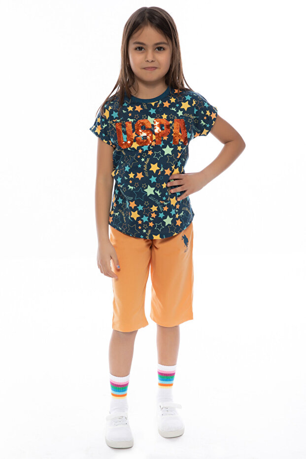 US Polo Assn. Us1050 Girl's Capri Set