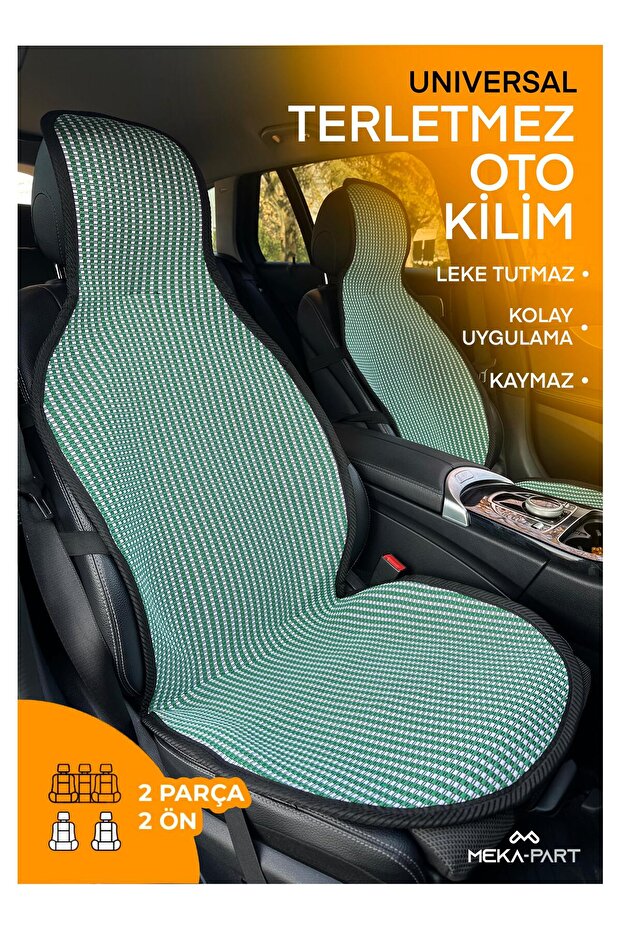 Meka Part Anti-Slip Seat Protector Cover Striped Smoked White 3-Piece Universal 2 Pieces Front 1 Piece Rear