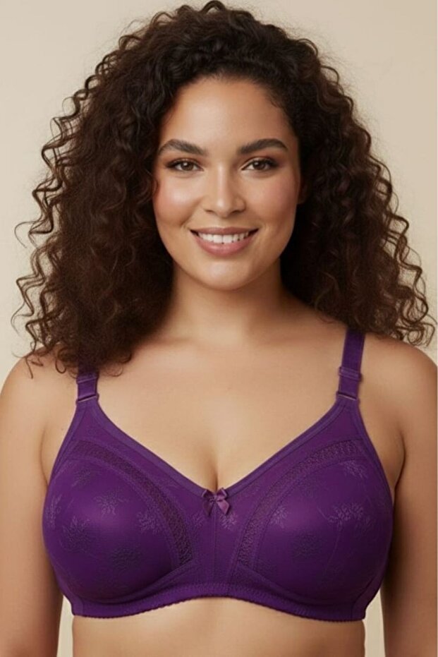 Purple Gathering Bra, No Sponge, No Underwire, Seamless Lace, Comfortable Daily Bra