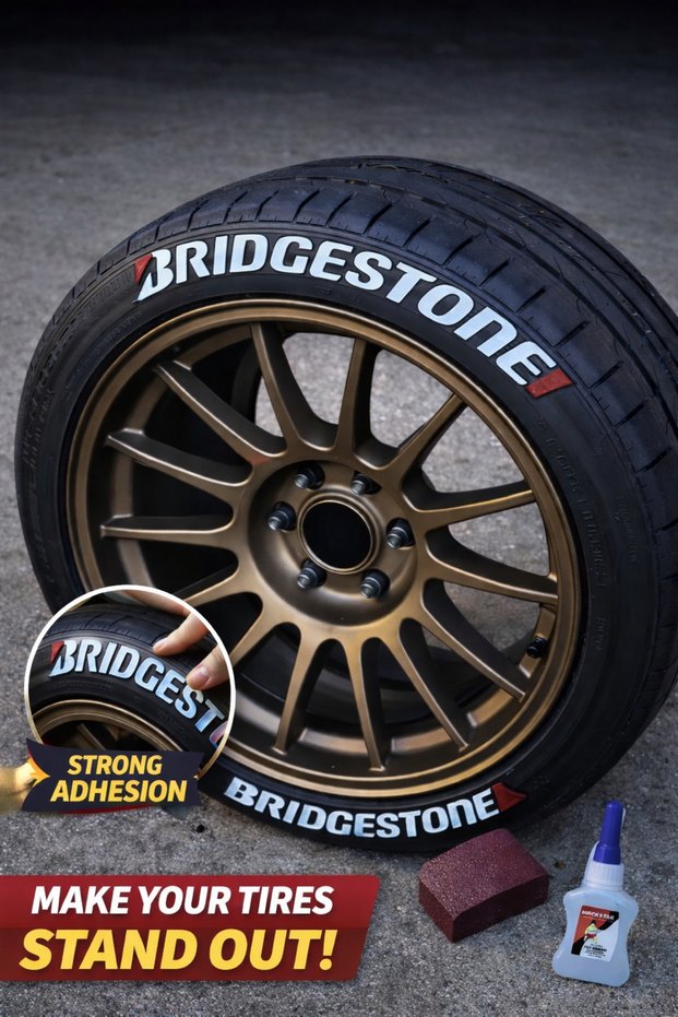 Bridgestone Motorcycle and Automobile Tire Lettering Embossing Sticker Pasting 4Pcs Set