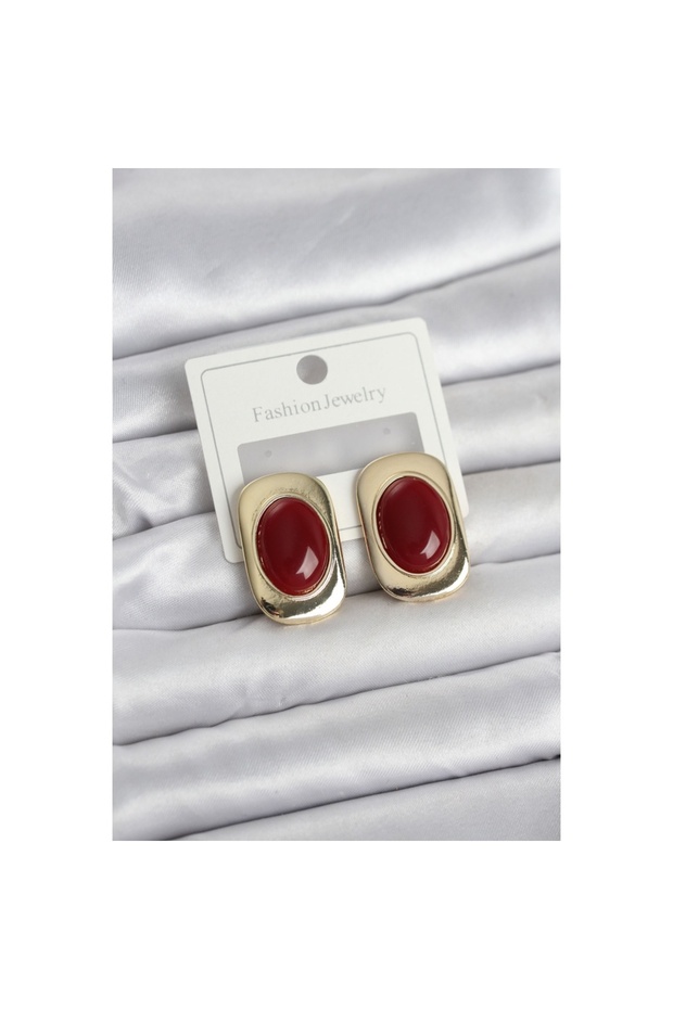 Burgundy Color Square Model Vintage Women's Earrings