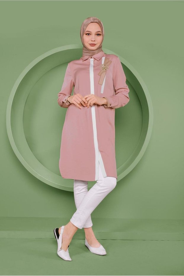 Men's Collar Tunic with Hidden Buttons 41419