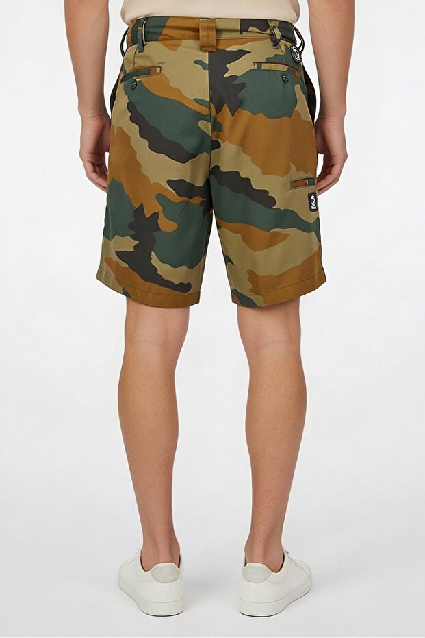 Men Camouflage Basic Shorts, Olive, Multicolor - 2