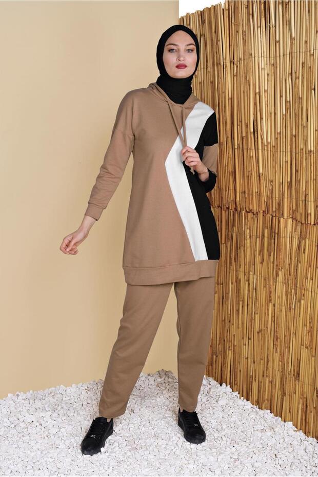 Women's Brown (Camel) Three Color Pants Tracksuit Set 3555