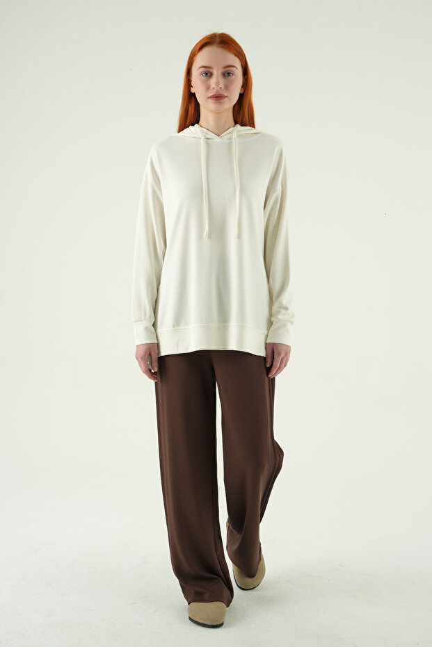 8309A Kapüşonlu Tunik Ekru - 3