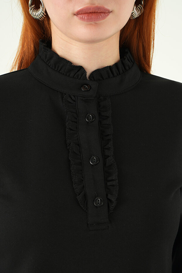 8311A Front Button Blouse Black - 4