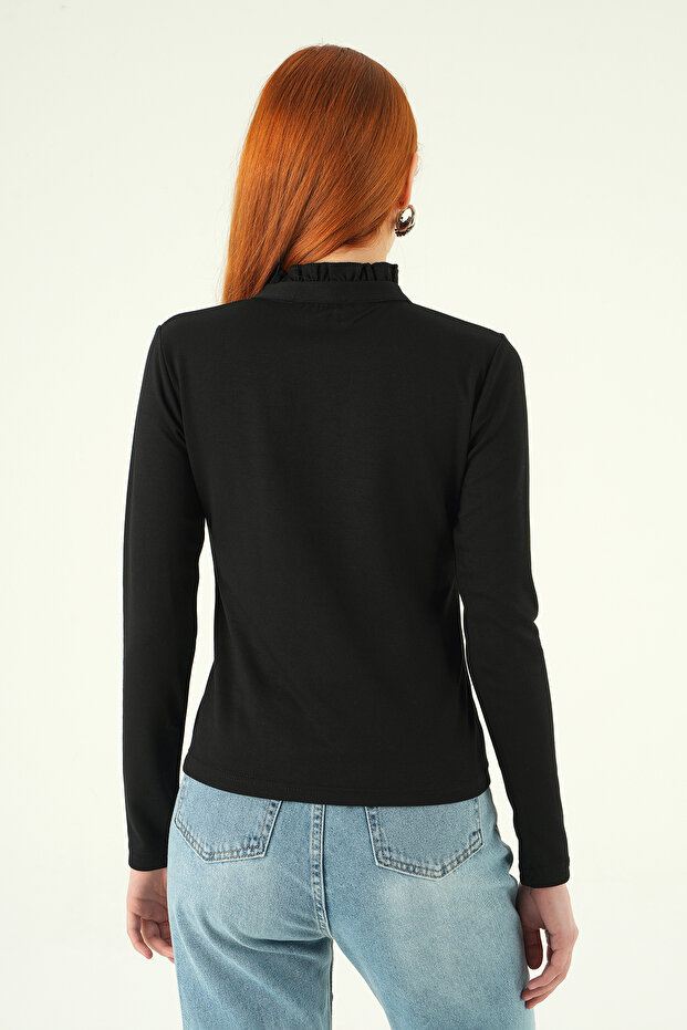 8311A Front Button Blouse Black - 5