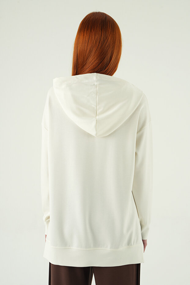 8309A Kapüşonlu Tunik Ekru - 5
