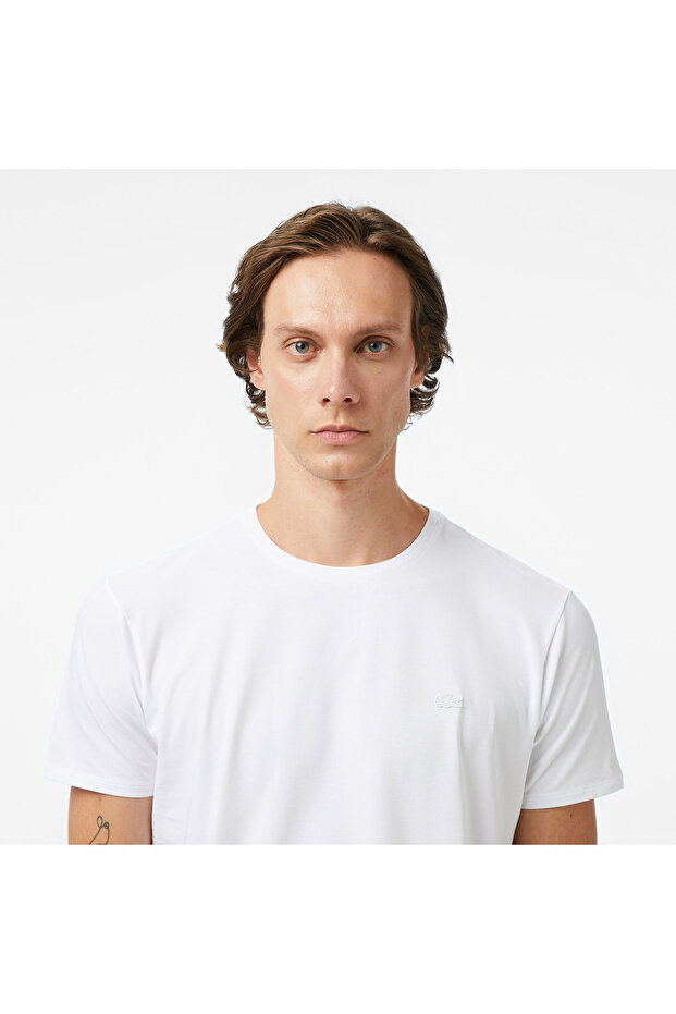 Erkek Slim Fit Bisiklet Yaka Beyaz T-Shirt - 2