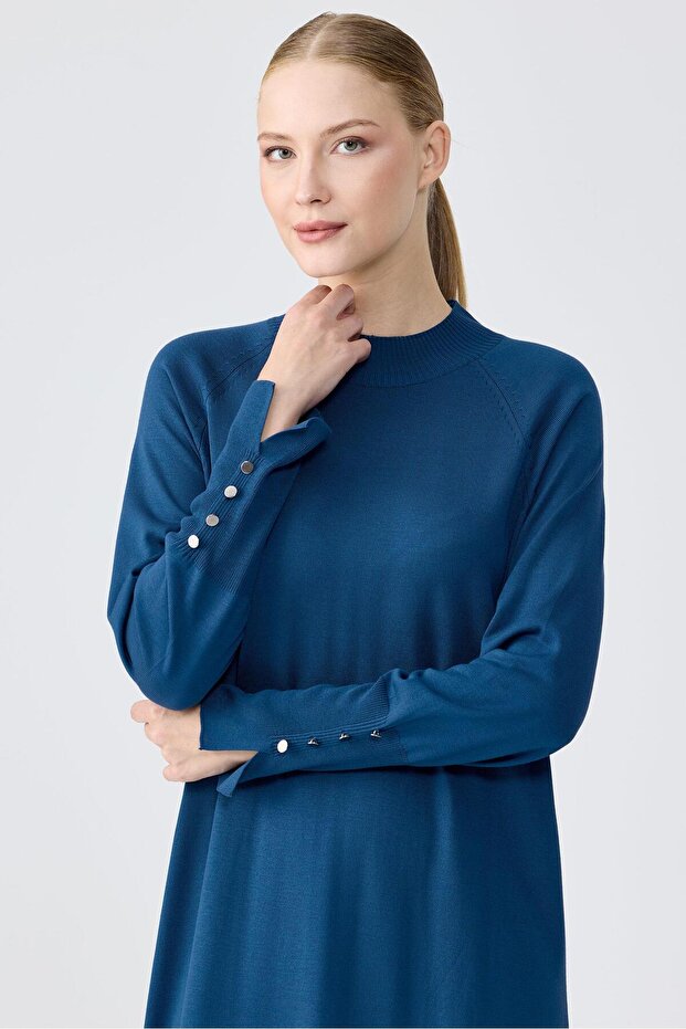 Yarım Balıkçı Basic Triko Elbise C.BLUE - 2