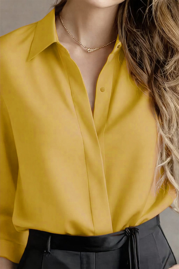 Dubai Crepe Fabric Shirt - Chick Yellow