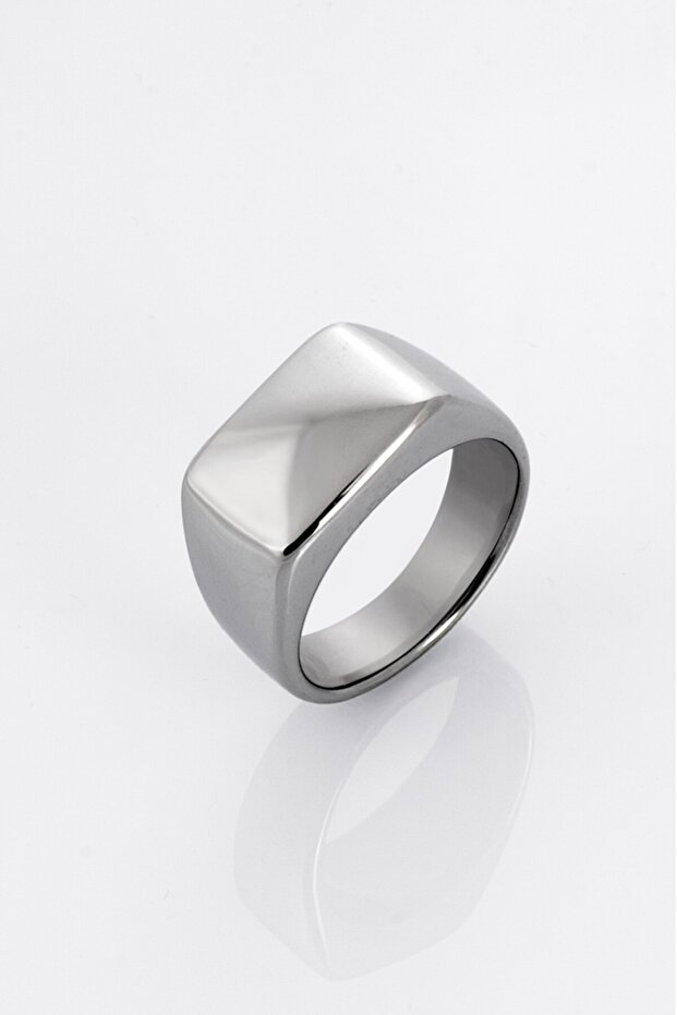 Silver Rectangular Men's Ring - 1
