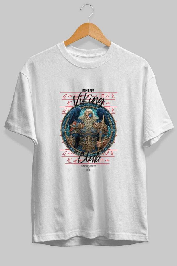 Odin Front Printed White Oversize T-Shirt Men Women Cotton Crew Neck Tshirt