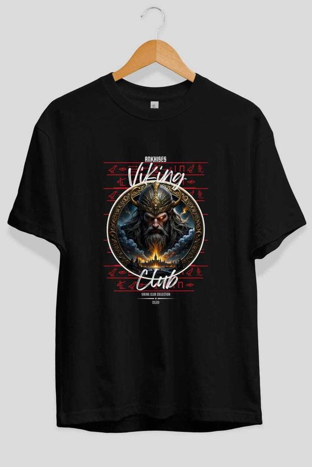 Odin 2 Front Printed Black Oversize T-Shirt Men Women Cotton Crew Neck T-Shirt