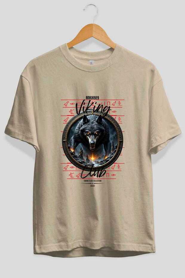 Viking Mythology 28 Pre-Printed Beige Oversize T-Shirt Men Women Cotton Crew Neck T-Shirt