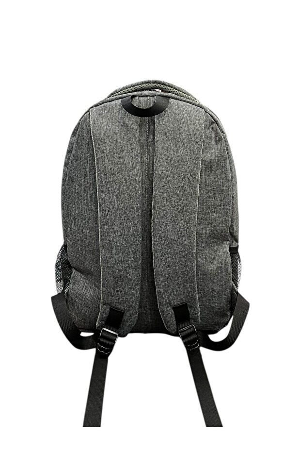 Gray Multi-Pocket Backpack, School Bag - 4