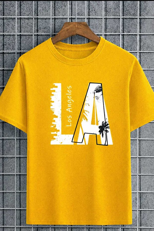 La Printed Unisex Yellow T-Shirt