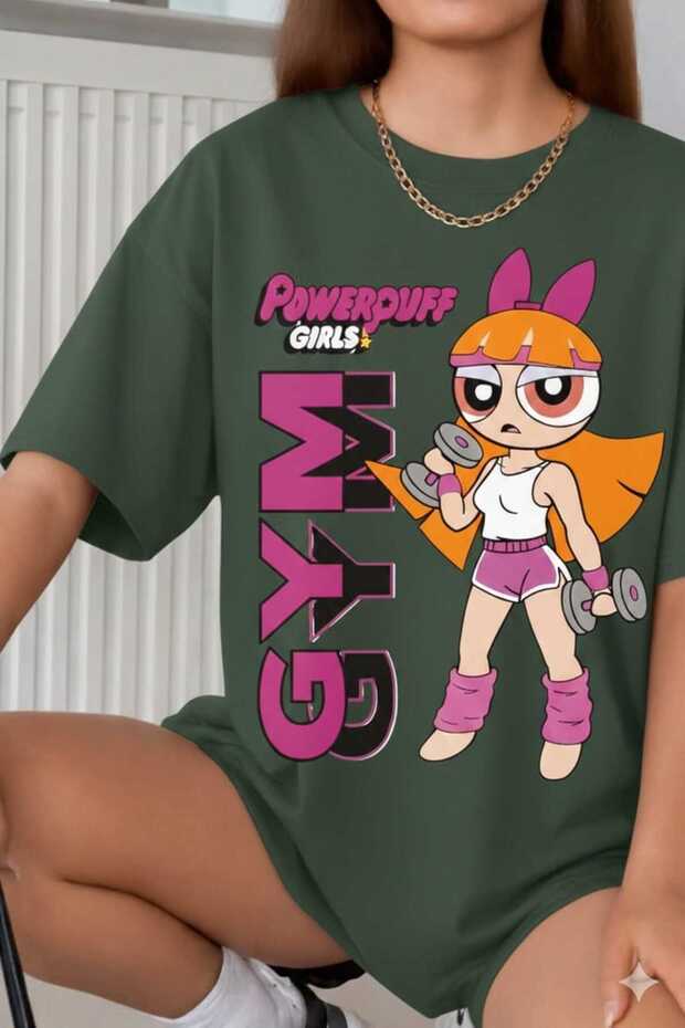 Powerpuff Girls Printed Green T-Shirt