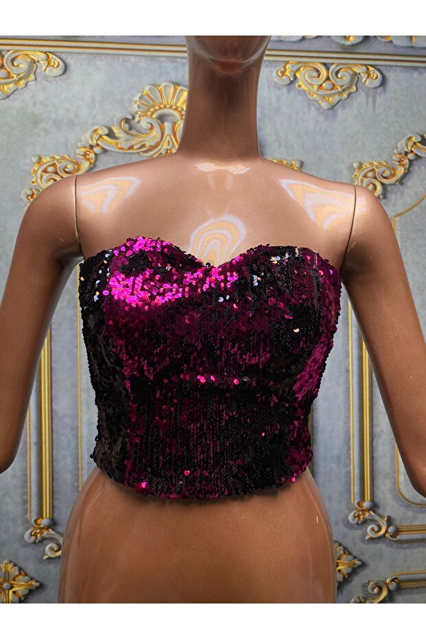 Fuşya Pullu Korse Büstiyer - 4