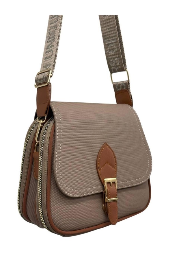 Convenient Women's Shoulder Bag with Four Pockets, Zipper and Snap Closure