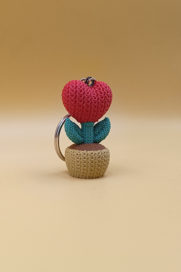 Knitted Patterned Love Flower Keychain (Plastic)
