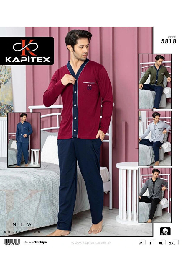 Kapitex 5818 Men's Long Sleeve Pajama Set with Pockets