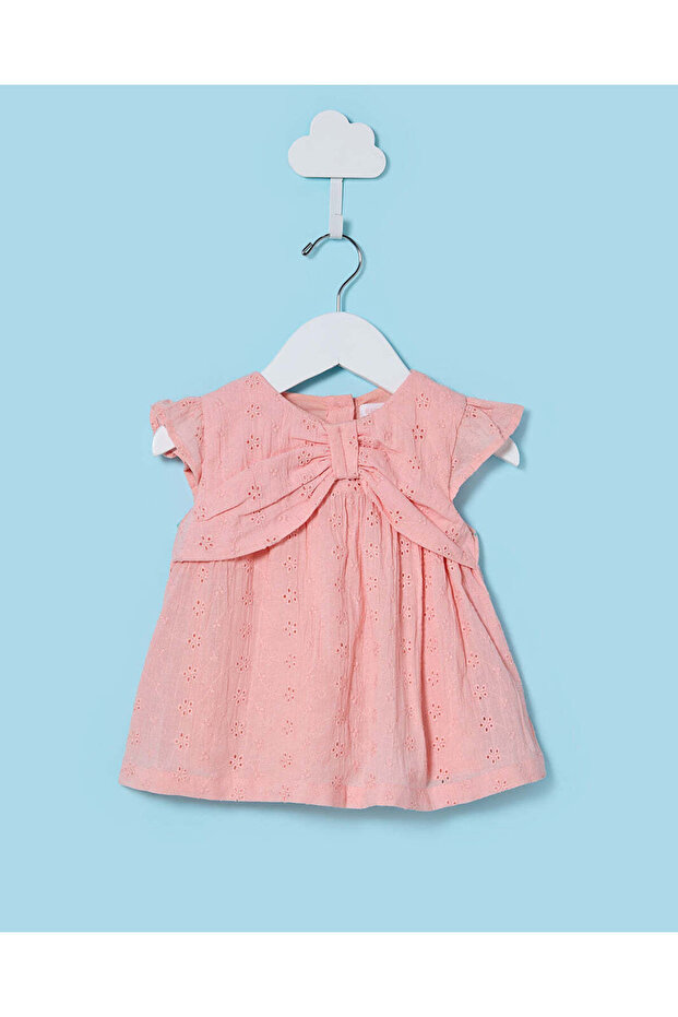 Infant Girls Pink Embossed Schiffly Blouse