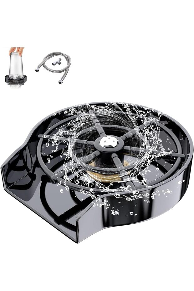 Glass Rinser, Metal Bottle Washer with High Pressure for Sink, Stainless Steel 360 Rotating Cup Clea
