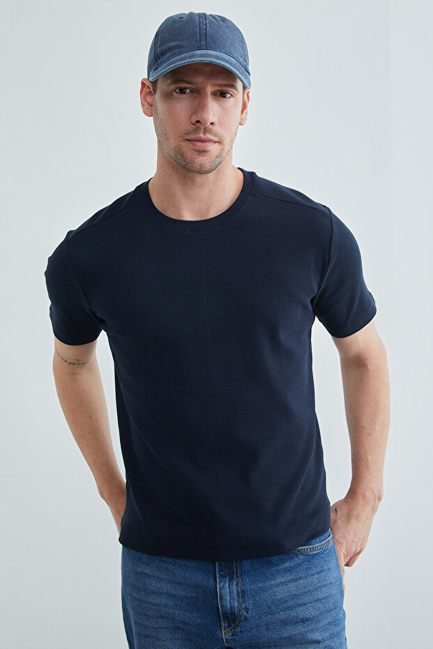 Basic Fitilli Bisiklet Yaka Tişört - 6