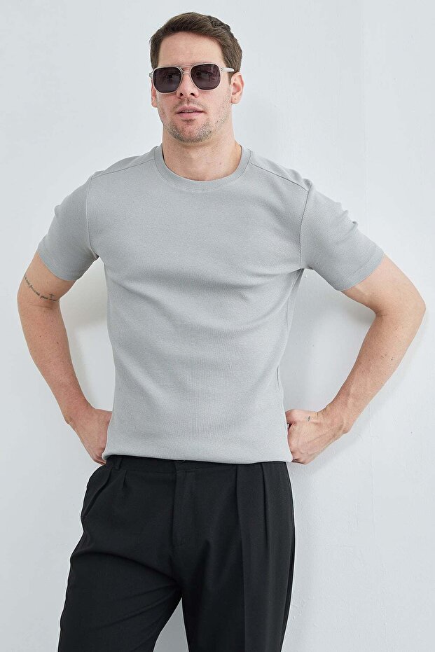 Basic Fitilli Bisiklet Yaka Tişört - 2