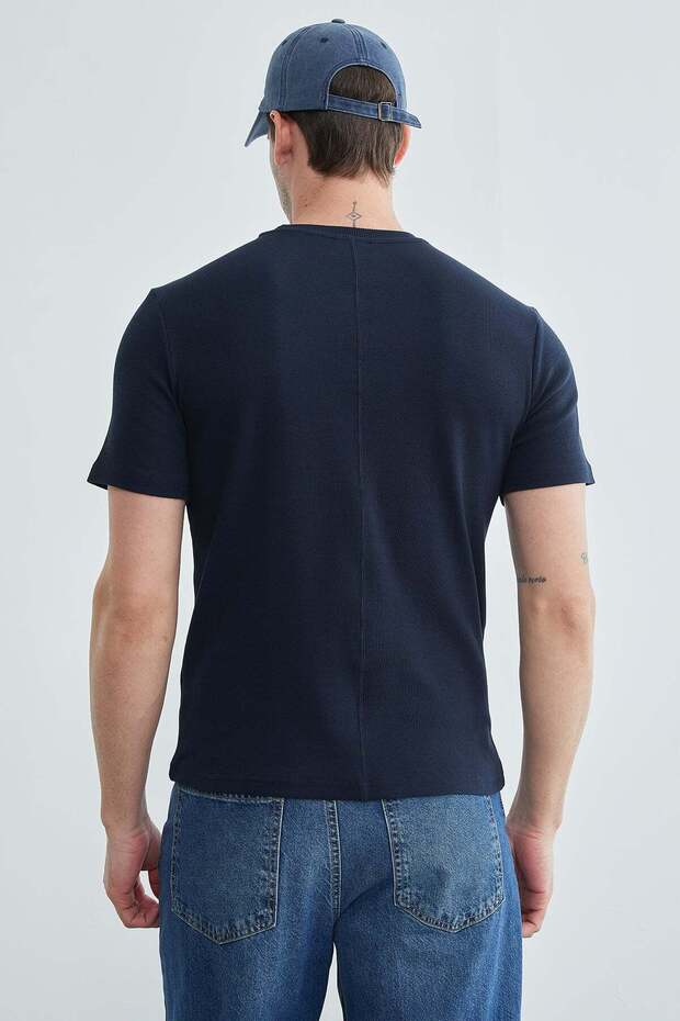 Basic Fitilli Bisiklet Yaka Tişört - 7