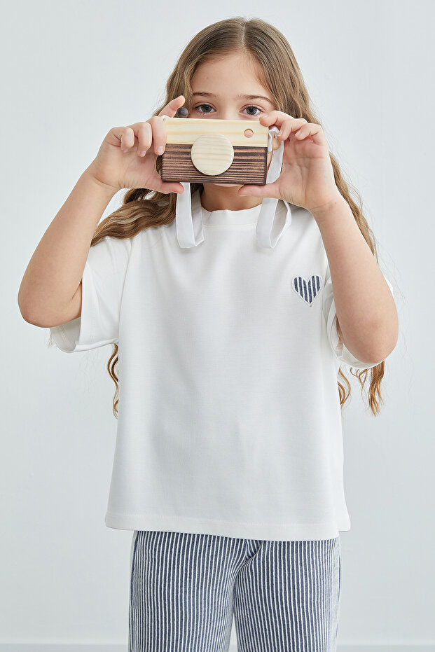 Striped Crew Neck Girls' 2-Piece Set