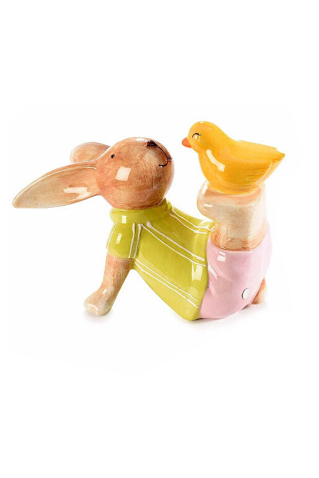 Multicolored ceramic Easter Bunny figurine 16.5x9.5x12 cm - 3