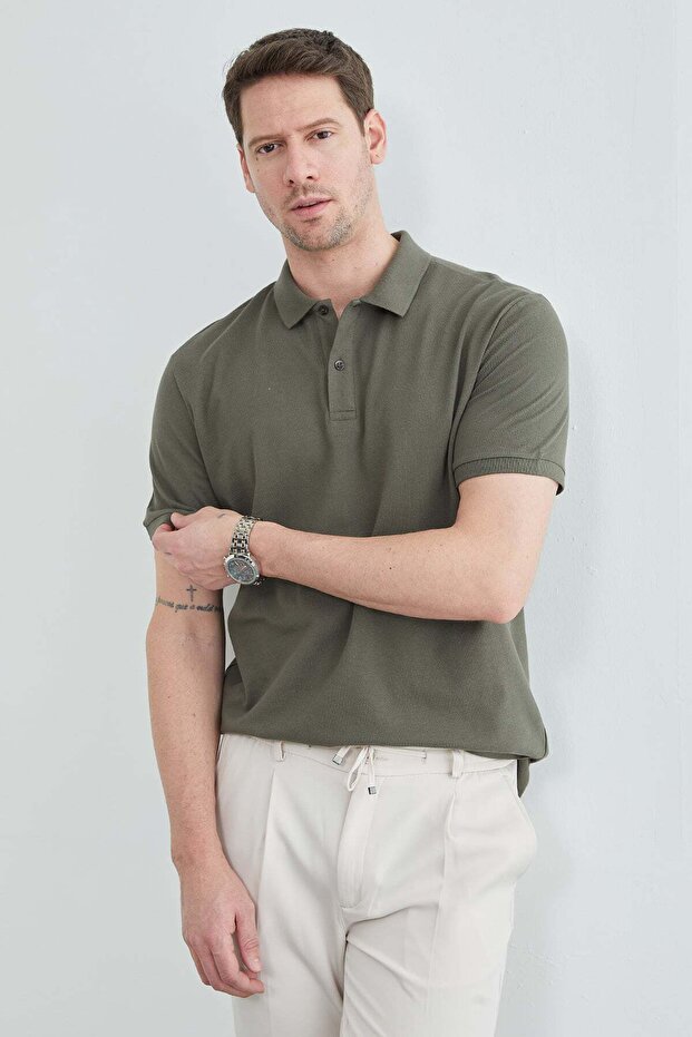 Basic Polo Yaka Pike Tişört - 8