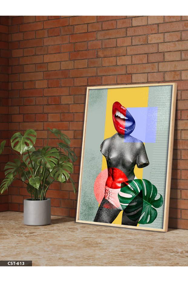 Colorful Collage Single Piece Wooden Framed Painting