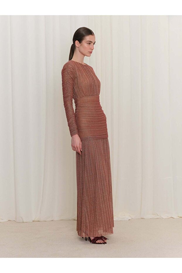 Piliseli Simli Tül Elbise - 3